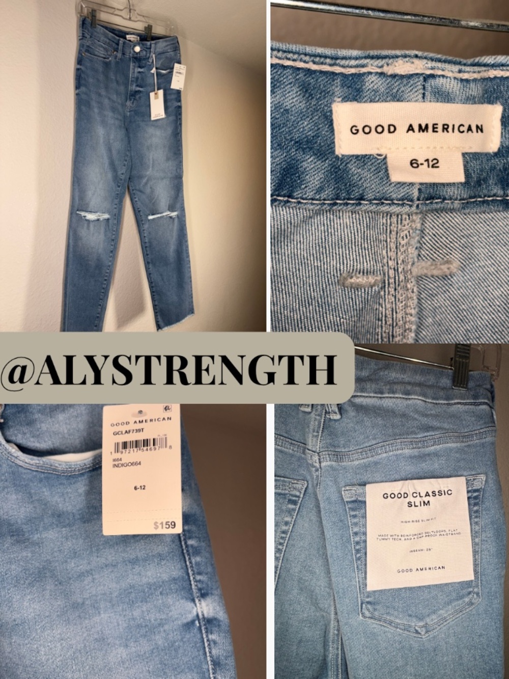 NWT Good American Good Classic Slim Jeans (Light Wash)